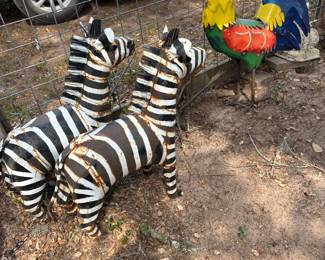 ZEBRAS, ROOSTER YARD ART
