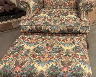 Carved Armchair and Matching Ottoman