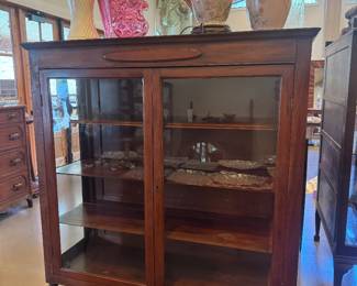 Antique Glass Front Cabinet (Right side glass is missing, but otherwise beautiful)