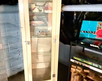 Antique Metal Glass Door Apothecary display Cabinet