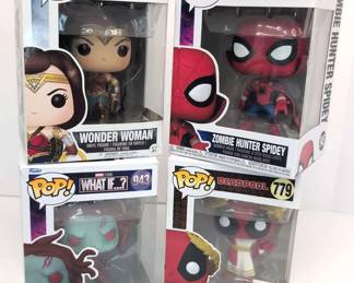 BB009 Funko Pop NIB Wonder Woman, Zombie Spidey, Deadpool, Witch