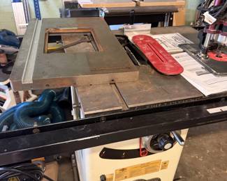 Shop Fox table saw has many accessories. Ask for pricing with or without.