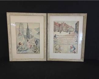 7 Framed Bavarian Scene Art