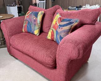Deep Red Woven Love Seat & Sofa Set