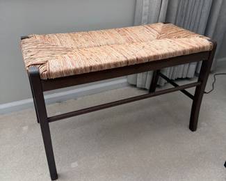 Wood Bench with Woven Seat