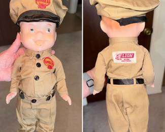 Vintage Shell Oil Advertising Doll Lion Workwear Gas Station Attendant Toy