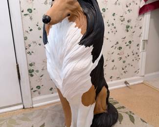 31" Vintage Rough Ceramic Collie Statue