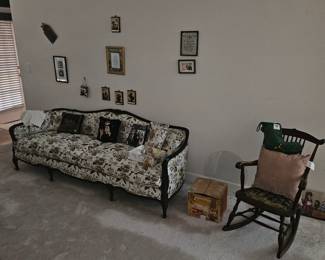 Victorian Sofa and vintage rocker
