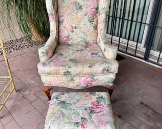 Wingback chair and ottoman