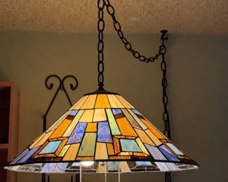 Tiffany stile hanging lamp with three bulbs