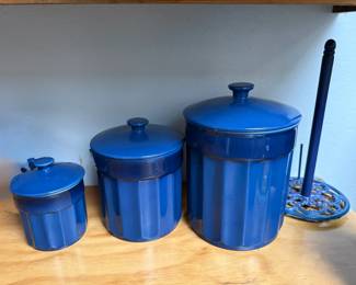 Blue kitchen canisters