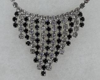 Clear and Black Crystal Rhinestone Necklace