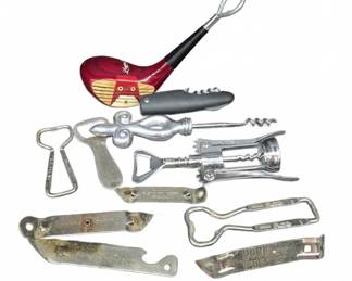 Golf Club and Vintage Beer Bottle Openers