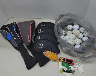 Golf Accessories Assortment With Headcovers