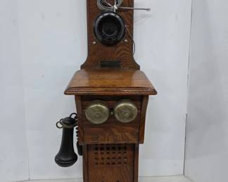 Inland Telephone Electric Wooden Wall Telephone
