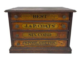 J. & P. Coats Oak Spool Cabinet