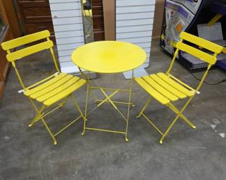 Yellow Metal Folding Bistro Table and Chairs