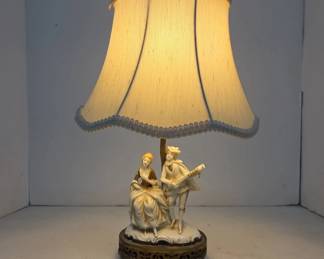 Porcelain Figural Table Lamp with Shade