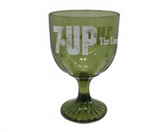 7-UP Green Glass Goblet