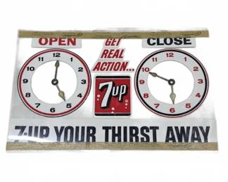 7UP Advertising Open Close Sign With Clocks