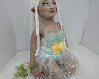 Paper Mache and Mixed Media Fantasy Doll Sculpture