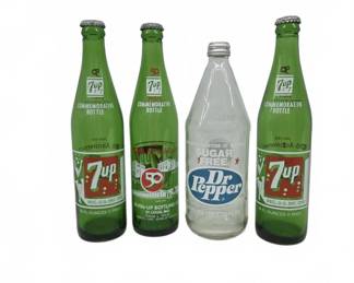 7up and Dr Pepper Soda Glass Bottles
