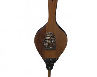 Wooden Fireplace Bellows with Ship Motif