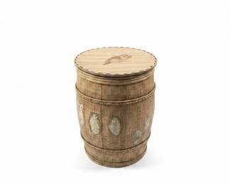 Vintage Owl Motif BarrelStyle Storage Bin