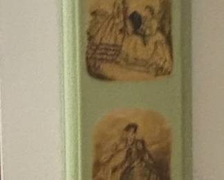 Vintage Currier Ives Style Wall Plaque with Four Scenes