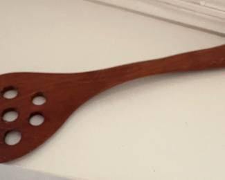 Vintage Wooden Slotted Spoon Wall Decor