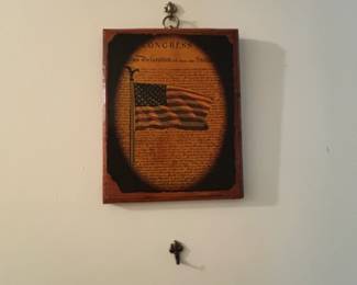 Declaration of Independence and American Flag Wooden Plaque