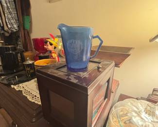 Hazel Atlas Shirley Temple Cobalt Blue Pitcher