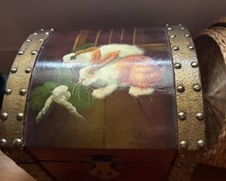 HandPainted Rabbit DomeTop Keepsake Chest
