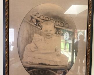 Antique Crayon Portrait of a Baby
