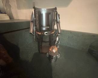 Handmade Metal Robot Wine Bottle Holder