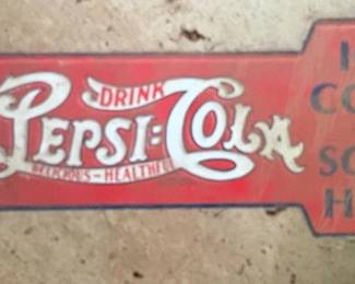Vintage PepsiCola Arrow Advertising Sign Ice Cold Sold Here