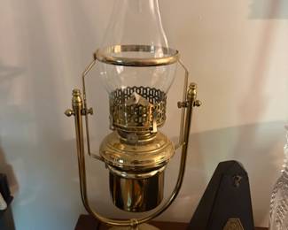 Vintage Brass Gimbal Oil Lamp by PA Eagle