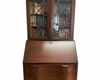 Chippendale Style Mahogany Secretary Desk with Bookcase Top by Jasper Cabinet Company