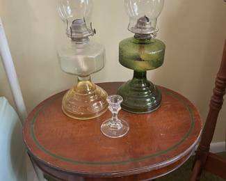 Vintage table and oil lamps
