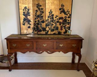 Four Panel Chinese Wall Screen , Mahogany Sideboard