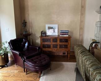 Richmond Chair and Ottoman in Oxblood Leather