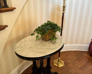 Antique Marble Top Table, Floor Lamp