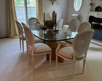 Glass Top Table raised on Wood Corner Bases 6' long, 1/2" thick