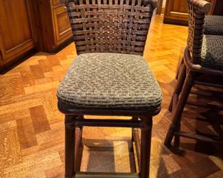 Bar Stools , Woven Back McGuire , Brass Foot rest