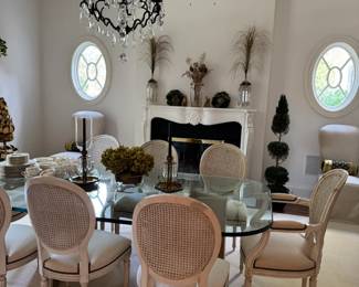 Set of 8 Oval Caned Backed French Chairs - 6 side chairs, 2 arm chairs , immaculate