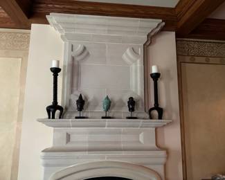 Pr. Iron Candlestands along with Buddha Heads on Stand