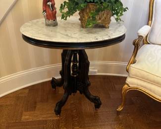 Renaissance Revival Marble Top Lamp Table
