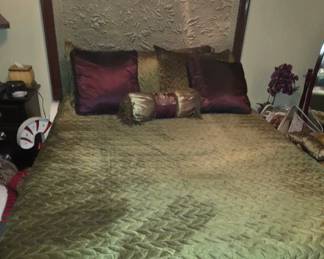 Full Size Bed with embossed tin headboard