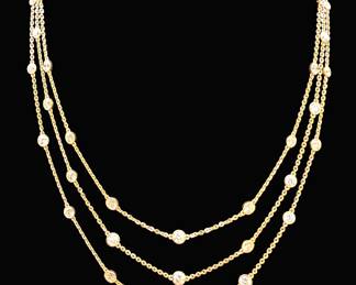 Three Strand Diamonds by the Yard 14k Yellow Gold with 6ctw Diamonds