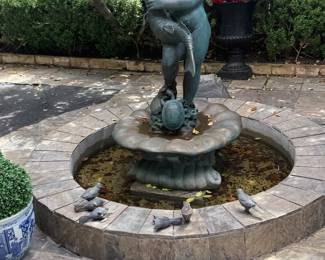 Bronze Boy Holding Fish Fountain